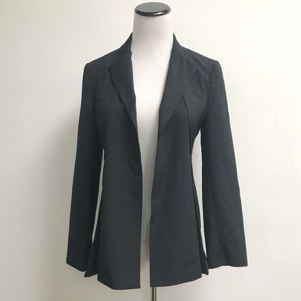MaxMara black wool open blazer jacket 2